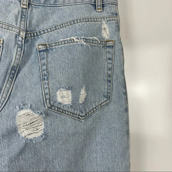 ASOS Denim Distressed Button Fly Straight Leg Crop Mom Jeans Sz 25 - Picture 9 of 11